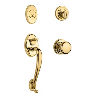 Baldwin Estate Polished Brass Logan Single Cylinder Sectional Handleset with Classic Round Knob 85315003ENTR