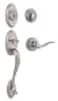 Kwikset Shelburne Front Door Lock Handle and Deadbolt Set Entry Handleset Exterior with Interior Reversible Lever Satin Nickel Pick Resistant SmartKey Rekey Deadbolt Security