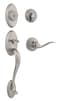 Kwikset Shelburne Front Door Lock Handle and Deadbolt Set Entry Handleset Exterior with Interior Reversible Lever Satin Nickel Pick Resistant SmartKey Rekey Deadbolt Security