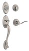Kwikset Shelburne Front Door Lock Handle and Deadbolt Set Entry Handleset Exterior with Interior Reversible Lever Satin Nickel Pick Resistant SmartKey Rekey Deadbolt Security