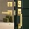 LOQRON Brushed Gold Front Door Handleset Heavy Duty Gold Door Handle and Deadbolt Lock Set Square Entry Handle Set with Single Cylinder Deadbolt for Right Left Handed Doors Satin Brass