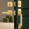 LOQRON Brushed Gold Front Door Handleset Heavy Duty Gold Door Handle and Deadbolt Lock Set Square Entry Handle Set with Single Cylinder Deadbolt for Right Left Handed Doors Satin Brass
