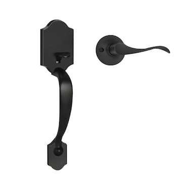 Haidms Front Door Handle Black EntryExterior Door Handles and Reversible Handle LeverSingle Cylinder Door Handle Set with Lower Half Lever for Left and Right Hand Door Matte Black