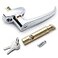 Pro Chutes Trash Chute ADA L Handles and Laundry Chute Door Latch Plunger kit with V Spindle for Bottom Side hinged Doors Handicap Approved Universal Locking Chrome Handle Hardware Parts