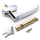 Pro Chutes Trash Chute ADA L Handles and Laundry Chute Door Latch Plunger kit with V Spindle for Bottom Side hinged Doors Handicap Approved Universal Locking Chrome Handle Hardware Parts