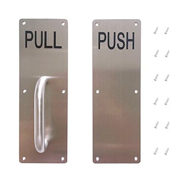 Aimyoo Stainess Steel Door Handle Pull and Push Plate Commercial Door Handle with Screws 118 x 32