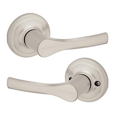 Kwikset Henley Interior Passage Door Handle Lever For Closet and Hallway Doors Reversible NonLocking Handle Lever Satin Nickel with Microban Protection