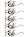 Mengico 5 Pack Satin Nickel Privacy Door Lever Modern Interior Door Knobs Locks for Bedroom and Bathroom Heavy Duty Door Handle Reversible Wave Lever Handle