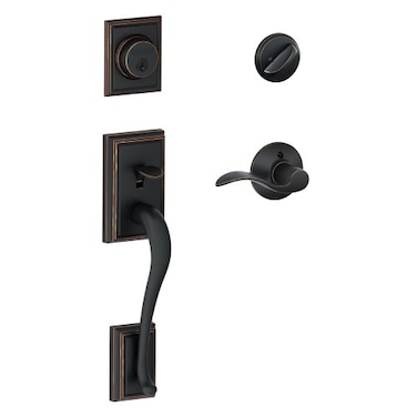 SCHLAGE Addison Single Cylinder Handleset and Right Hand Accent Lever Aged Bronze F60 ADD 716 Acc RH