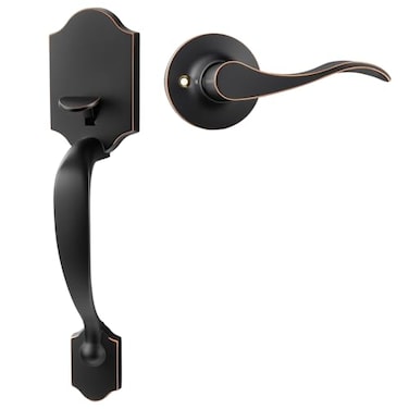 Goldenwarm Bronze Front Door Handle Entry Door Handles Single Cylinder Front Door Handle Only OilRubbed Bronze Door Handle Exterior
