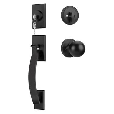 Goldenwarm Front Door Handle and Deadbolt Set Matte Black Front Door Lock Set Black Front Door Lock Set with Reversible Knob Handle