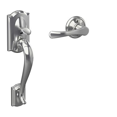 Schlage Standard Front Entry Handleset with Avila Door Lever Lower Half Grip Bright Chrome FE285 CAM 625 VLA