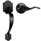 Tinewa Single Cylinder Exterior Handleset Keyless Front Door Handle with Lever Inside Low Profile Front Lock Handleset with Black Finish Reversible for Right Left Sided