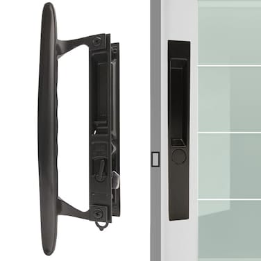 ACEPLANET Flush Mount NonKeyed Sliding Glass Door Handleset 658 HC Fits 1 to 118 Thick Doors Features Night Lock Hook Latch NonHanded Florida Bronze