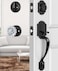 Calzibeno Black Front Door Handle and Deadbolt Set Front Door Lock Set with Crystal Glass Door Knob Entry Door Lock Set with Single Cylinder Reversible for Right Left Matte Black