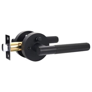 Litlheim Privacy Knurled Black Door Handle Durable Stylish Interior Lever for Bedrooms Bathrooms Modern Design Functionality