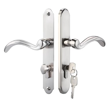 MaxxGeek Storm Door Handle Accessory Set fit Pella Storm Door Handle Replacement Part with Key and Lock Cylinder Mortise Lock Not Included Brushed Nickel