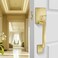 BonKuDoo Front Entry Handle Set With Single Cylinder Exterior Gold for Right and Left Handed Doors Satin Brass
