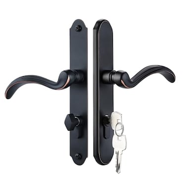 MaxxGeek Storm Door Handle Accessory Set fit Pella Storm Door Handle Replacement Part with Key and Lock Cylinder Mortise Lock Not Included OilRubbed Bronze