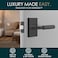 Mega Handles Ridge Privacy Door Handle 1 Pack Reversible Interior Black Door Handle Heavy Duty Bed Bath Door Handles with Privacy Door Lock Fits All Standard Doors Matte Black