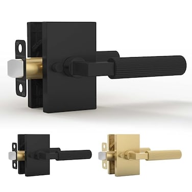 Mega Handles Ridge Privacy Door Handle 1 Pack Reversible Interior Black Door Handle Heavy Duty Bed Bath Door Handles with Privacy Door Lock Fits All Standard Doors Matte Black