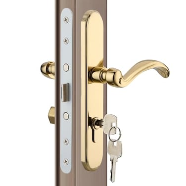 MaxxGeek Storm Door Handle Accessory Set fit Pella Storm Door Handle Replacement Part with Key and Lock Cylinder Polished Gold