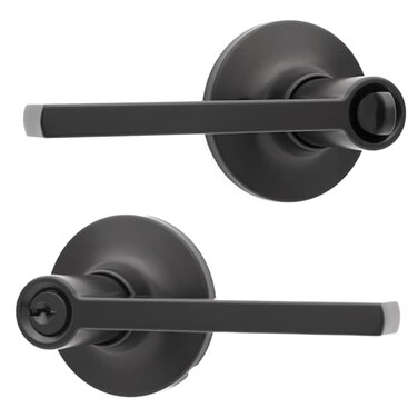 Honeywell Safes Door Locks Interior Door Handle Lever Door Handle with Reversible Design Matte Black Keyed Entry Function EasytoInstall Door Handles for Home Office 8108602