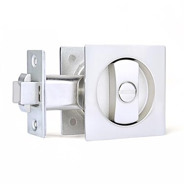 Dontay Pocket Door Privacy Lock Flush Handles 238 Backset BedBath Latch Recessed Knob Hardware for 1 38 to 2 316 Thickness Door Excluding Edge Pull Brushed Nickel Square 1 Pack