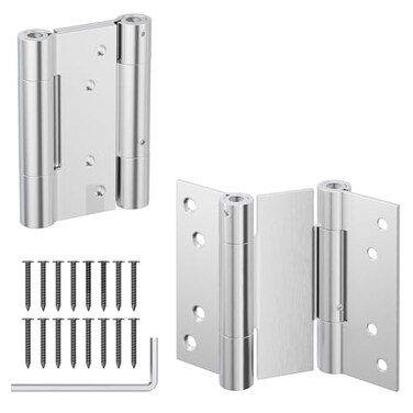 Ranbo 3 Inch HeavyDuty 304 Stainless Steel Double Spring Hinge Integrated Spring Tension Adjustment No Fixing Pin Required 3 mm Thickened Steel Plate Maximum Load Capacity of 25 kg for 2 Hinges