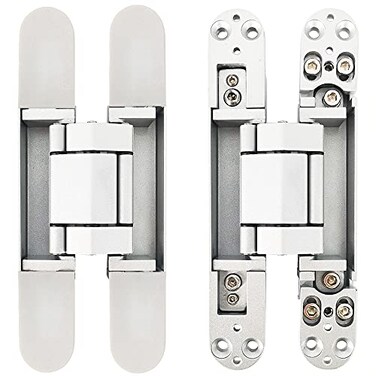 Alamic Invisible Hinge Concealed Door Hinges Heavy Duty Hidden Hinge up to 176 Pound Doors 3D Adjustable 7 inch Silver 1 Pair