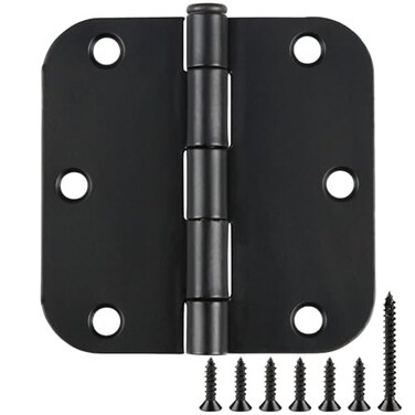 TDCHINGES Rounded Door Hinges 312 x 35 inch 58 Radius Matte Black 3 Inch 18 Pack No SqueakHinges for Doors Office Bed RoomOutdoor WindowConstructition HardwarePet House ShelterRVGarageShed