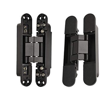 TamBee 6inch Hidden Door Hinges Invisible Hinges Concealed Hinge Zinc Alloy 180 Degree 3 Way Adjustable Butt Hinge 6 x 25 x 1 inch Black for Secret Room Hidden Bookcase Bookshelf 2 Pack