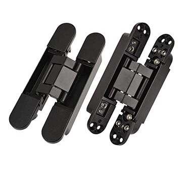 TamBee Hidden Door Hinge Invisible Hinges Black 3 Way Adjustable Zinc Alloy Concealed for Secret Doors Hidden Door and Bookcase Doors 7 Inch 2 Hinges