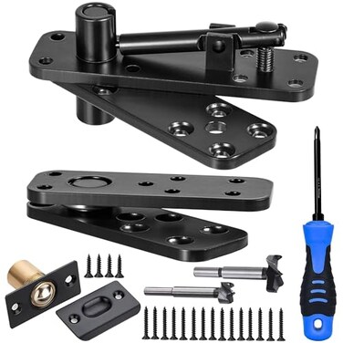 HFCENXIE Hidden Door Hinge 570Lbs LoadBearing Heavy Duty 360 Swinging Pivot Hinge for Secret Doors Bookcase Murphy Shelf Doors Thickened Solid Alloy Steel Hardware Kit with Hardware Kit