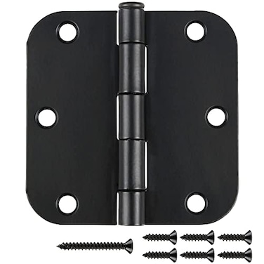 JIW 30 Pack Matte Black Door Hinges 35 x 35 Inch 58 Radius Interior HeavyDuty Rounded Hinge for Doors Standard Bedroom Office Door Hardware Removable PinRVGarageStorage ShedLivestock Facilities