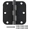 JIW 30 Pack Matte Black Door Hinges 35 x 35 Inch 58 Radius Interior HeavyDuty Rounded Hinge for Doors Standard Bedroom Office Door Hardware Removable PinRVGarageStorage ShedLivestock Facilities