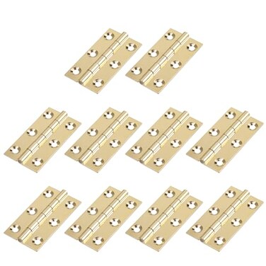 Semetall Gold Door Hinge 10 Pack 2 Inch Solid Brass Butt Hinges Heavy Duty Cabinet Door Hinges with Screws for Door Furniture Cupboard Box Case50mmx30mm