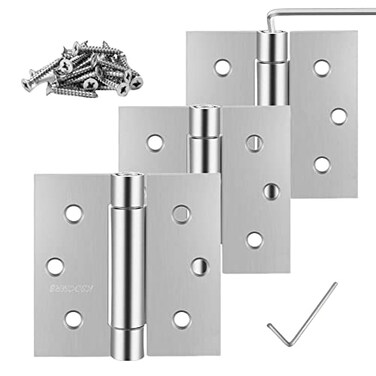 KSDCMRS 35 SelfClosing Stainless Steel Hinges312 inch x 3 12 Inch Heavy Duty Spring Loaded Automatic Adjustable to Close Door Hinges with Square Corner Silver3PACK