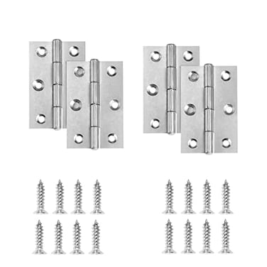Zernmiarder 238 Door Hinge 12 Pcs Stainless Steel Butt Hinges Silver Window Hinges Interior and Outdoor Hinge with Screws 60 x 38 x 12mm
