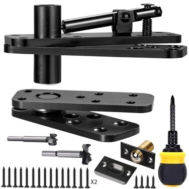 NIFHERTIG Hidden Door Hinge Heavy Duty 570 Lbs LoadBearing Solid Alloy Steel 360 Degree Rotating Pivot Hinge Hardware Kit for Secret Doors Bookcase and Hidden Bookshelf Doors