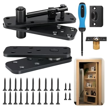 Onedaful Cuzofu Hidden Door Hinge Pivot 570lbs Heavy Duty Invisible Door Hardware for Secret Room Concealed Bookcase 360 Swing Door Hinge System