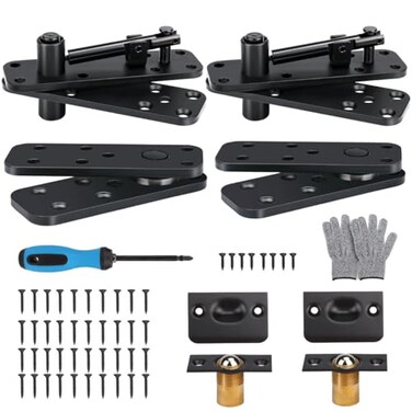 Onedaful Cuzofu Hidden Door Hinge Pivot 570lbs Heavy Duty Invisible Door Hardware for Secret Room Concealed Bookcase 360 Swing Door Hinge System 2pcs Black