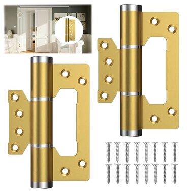 Lipshome 5 NonMortise Door Hinges Automatic Closing Door Hinge Spring Hinge Hydraulic Buffer 175 oneWay Internal Opening Space Aluminum Alloy Adjustable Closing Speed and Force 2 Gold