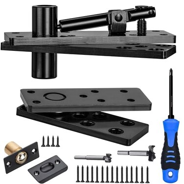 HFCENXIE Hidden Pivot Hinge 600LBS LoadBearingThickened Solid SteelHeavy Duty Hardware for Bookcase Murphy Door Kit 360 Rotation Invisible Hinges for Secret DoorBookcase Shelf Doors