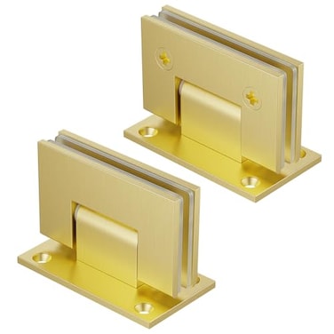 Ranbo 90 WalltoGlass Shower Door Hinges Heavy Duty 5 MM Solid Brass Design Fits 51612 812mm Tempered Glass Brushed Champagne Gold for Frameless Shower Enclosures 2Pack