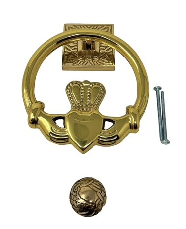 Exclusively Irish Claddagh Circular Door Knocker for Front Door Antique CooperPolished Brass Satin Nickel Knocker Ireland Home Dcor 55x 55