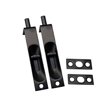 QCAA Solid Brass Door Flush Bolt 4 with Square End Matte Black 2 Pack Made in Taiwan