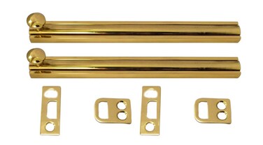 QCAA Solid Brass Surface Bolt 6 Polish Brass 2 Pack Made in Taiwan
