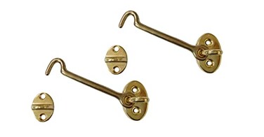 QCAA Heavier Duty Brass Door Hook Latch Eye 6 Vibrated Brass 2 Pack Made in Taiwan