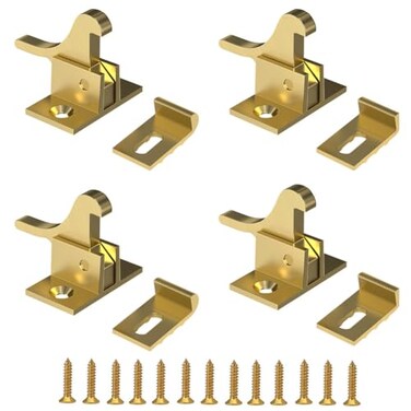 kaileyouxiangongsi 4 Pack Brass Heavy Duty Elbow Latch Window Cabinet Door Latch for HomeOfficeCabinet Doors Window Doorswith Mounting Screws